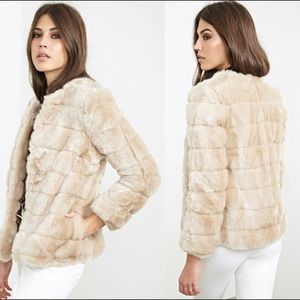 Forever 21 Cream Faux Fur Coat